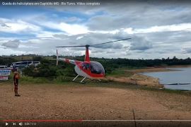 Queda de helicóptero deixa feridos na região de Furnas em Capitólio