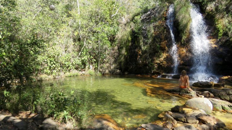 A imagem contém: Véu de Noiva, Cachoeira dos Cristais, Alto Paraíso, Goiás