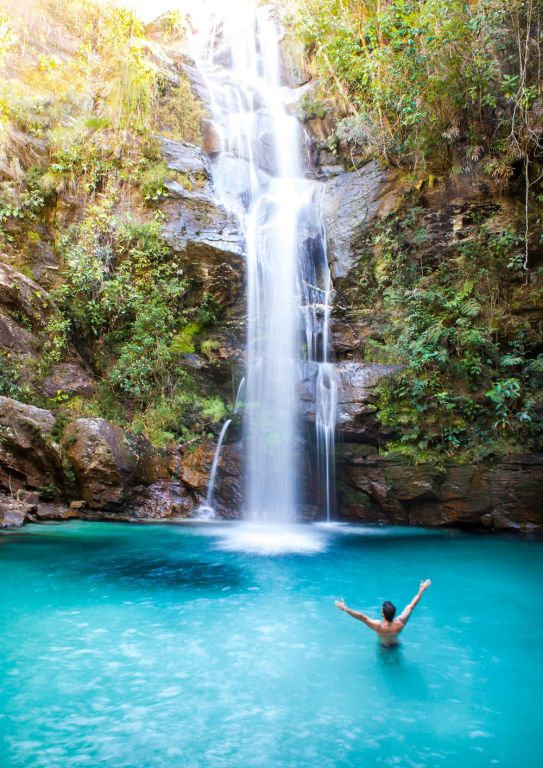 A imagem contém: Cachoeira Santa Bárbara, Chapada dos Veadeiros, Cavalcante, Goiás