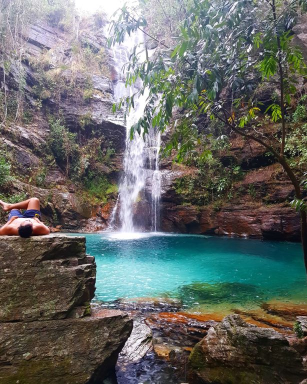 Relaxando na Cachoeira Santa Bárbara